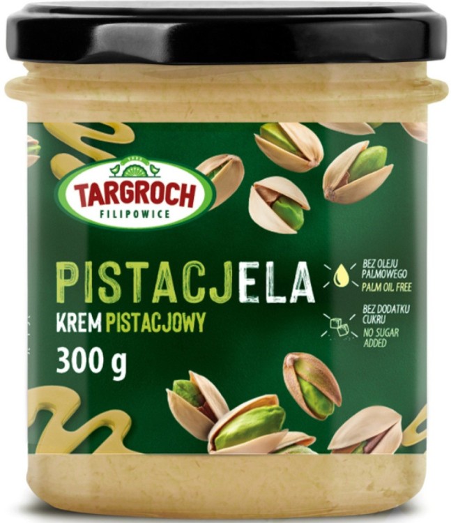 Pasta Krem PISTACJELA Smarowidło Masło Pistacjowe z Pistacji Bez Cukru 300g TARGROCH