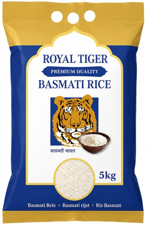 Ryż Basmati Czysty i Zdrowy Naturalny Długie Ziarno Jakość Premium 5kg 5000g ROYAL TIGER