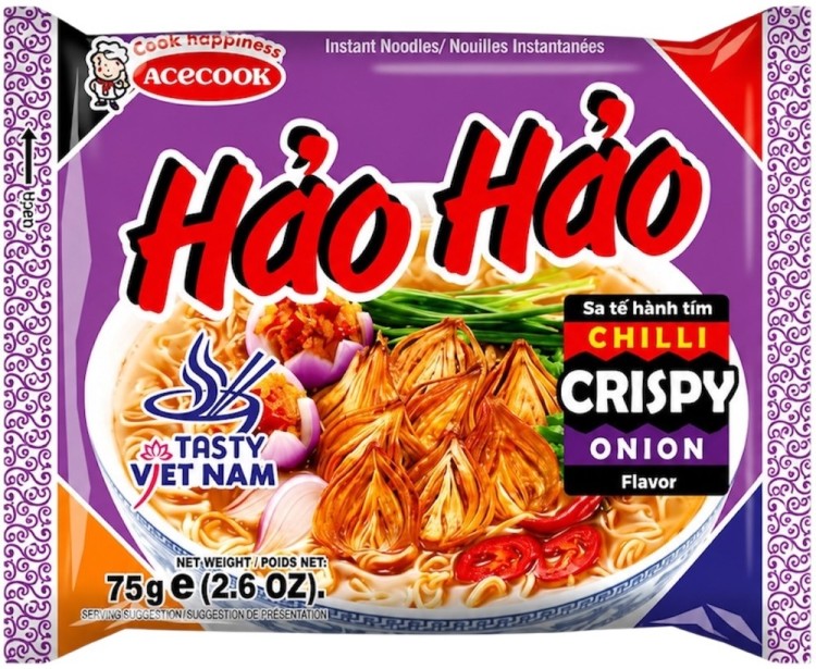 Wietnamska Zupka Błyskawiczna Instant o Smaku Chilli i Chrupiącej Cebuli Hao Hao 75g ACECOOK