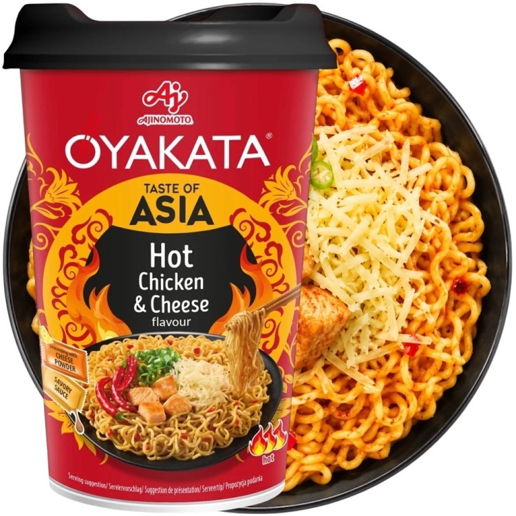 Azjatycka Zupka Błyskawiczna Makaron Instant Hot Ostry Kurczak i Ser Kubek Cup 97g OYAKATA