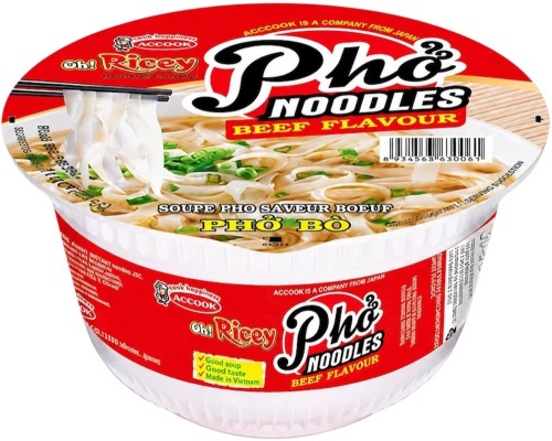 Wietnamska Zupka Błyskawiczna Makaron Ryżowy Instant Wołowina Pho Bo Noodles Beef Kubek Cup 71g ACECOOK