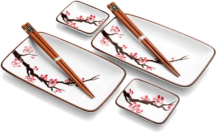 Zestaw Ceramiki Do Sushi Jasny Komplet ORIENTAL SAKURA Ceramika Dla 2 Osób EMRO AZIATICA
