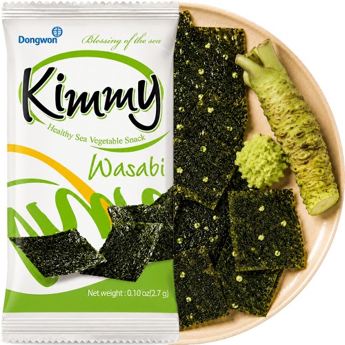 Koreańskie Nori Snacks Przekąska Chrupiące Wodorosty Prażone Wasabi 2,7g DONGWON