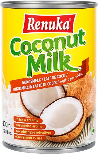 Naturalne Mleko Mleczko Kokosowe 17% Wysoka Zawartość Tłuszczu 400ml RENUKA