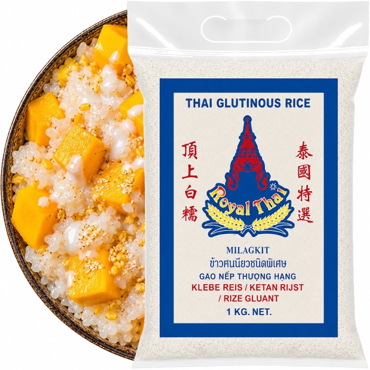 Biały Ryż Kleisty Słodki Do Deserów Azjatyckich Glutinous Rice 1kg 1000g ROYAL THAI RICE