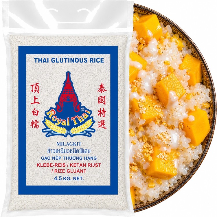 Biały Ryż Kleisty Słodki Do Deserów Azjatyckich Glutinous Rice 4,5kg 4500g ROYAL THAI RICE