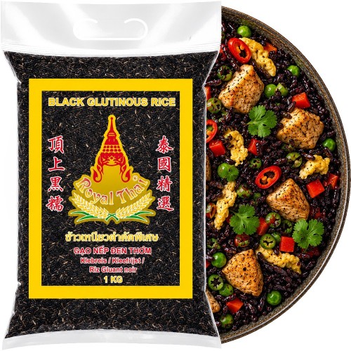 Czarny Ryż Kleisty Do Azjatyckich Potraw Black Glutinous Rice 1kg 1000g ROYAL THAI RICE