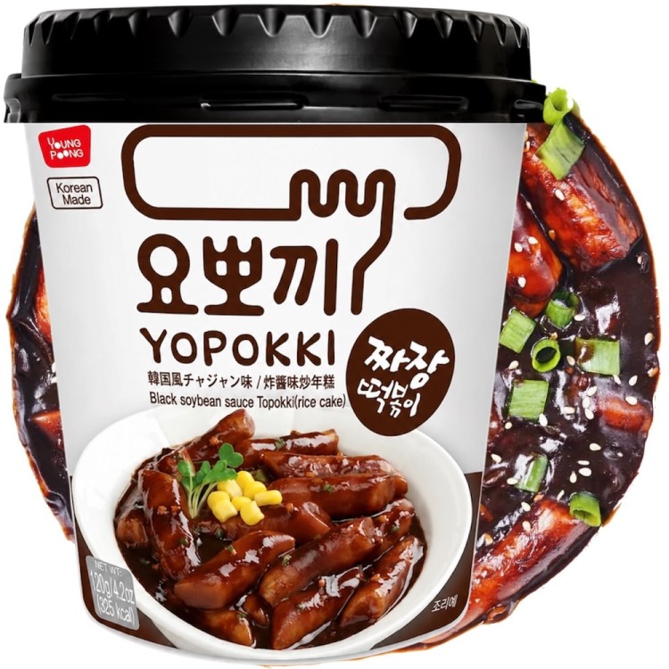 Koreańskie Kluski Ryżowe Topokki w Sosie z Czarnej Fasoli YOPOKKI 120g YOUNG POONG