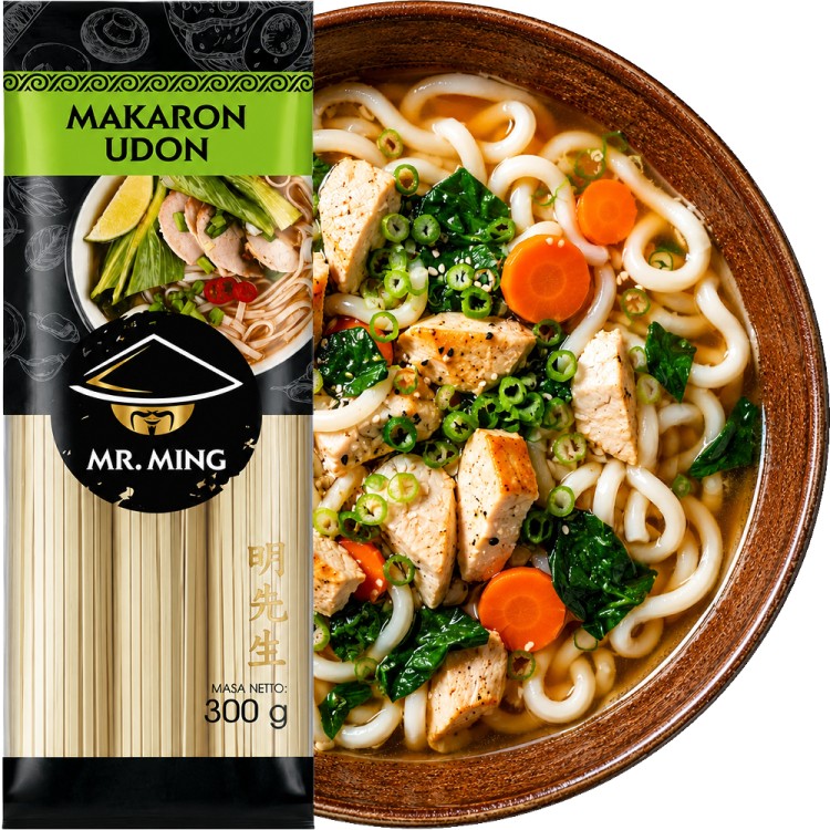 Makaron Pszenny Azjatycki Do Japońskiej Zupy UDON Suchy Porcje 300g MR MING