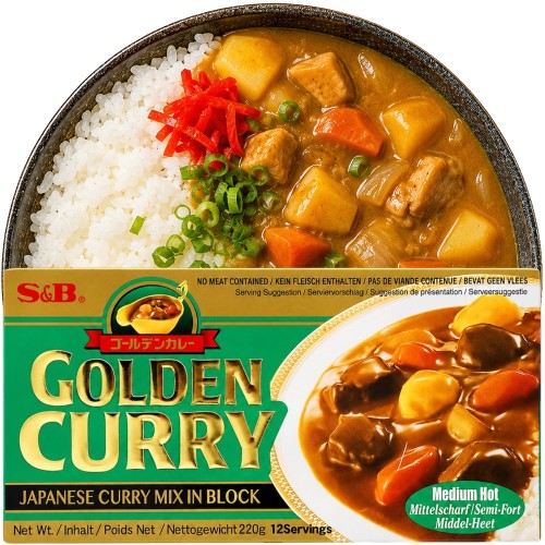 Japońskie Golden Curry MEDIUM HOT Średnio Ostre 12 Porcji 220g S&B