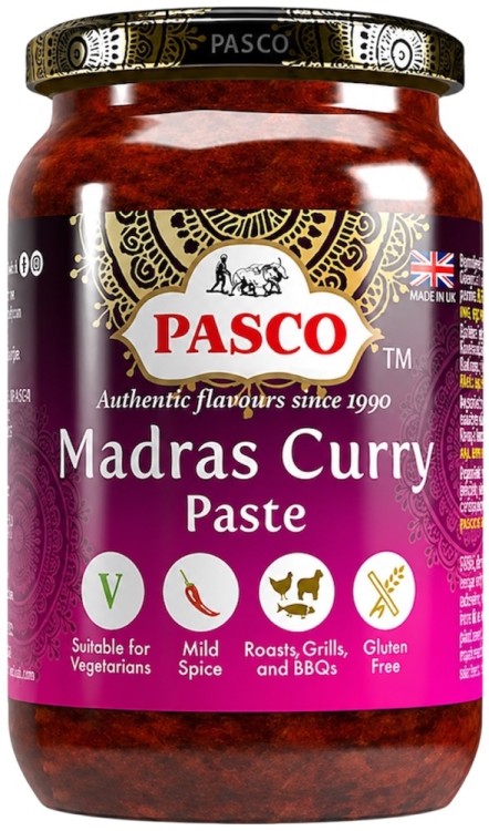 Pasta Indyjska Madras Curry Paste Bezglutenowa Ostra w Słoiku 270g PASCO