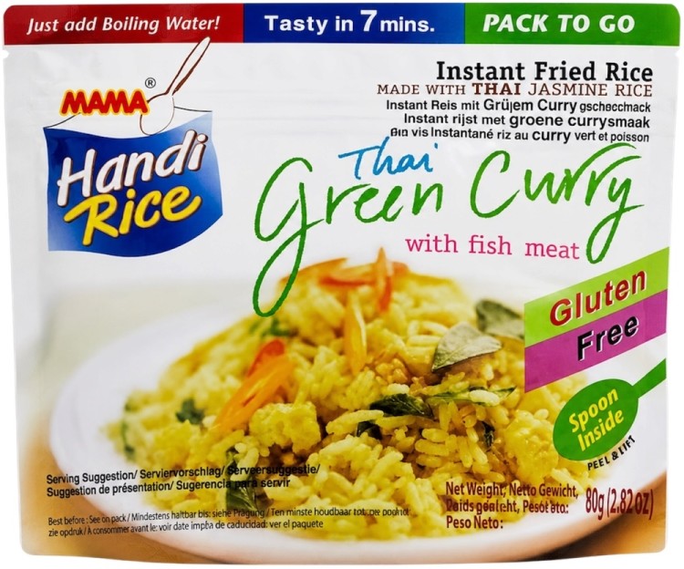 Błyskawiczny Smażony Ryż Instant Zielone Curry z Rybą 80g MAMA