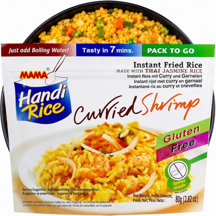 Błyskawiczny Smażony Ryż Instant Curry z Krewetkami 80g MAMA