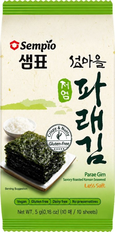 Koreańskie Nori Snack Parae Gim Przekąska Chrupiące Wodorosty Prażone Mniej Soli 5g SEMPIO