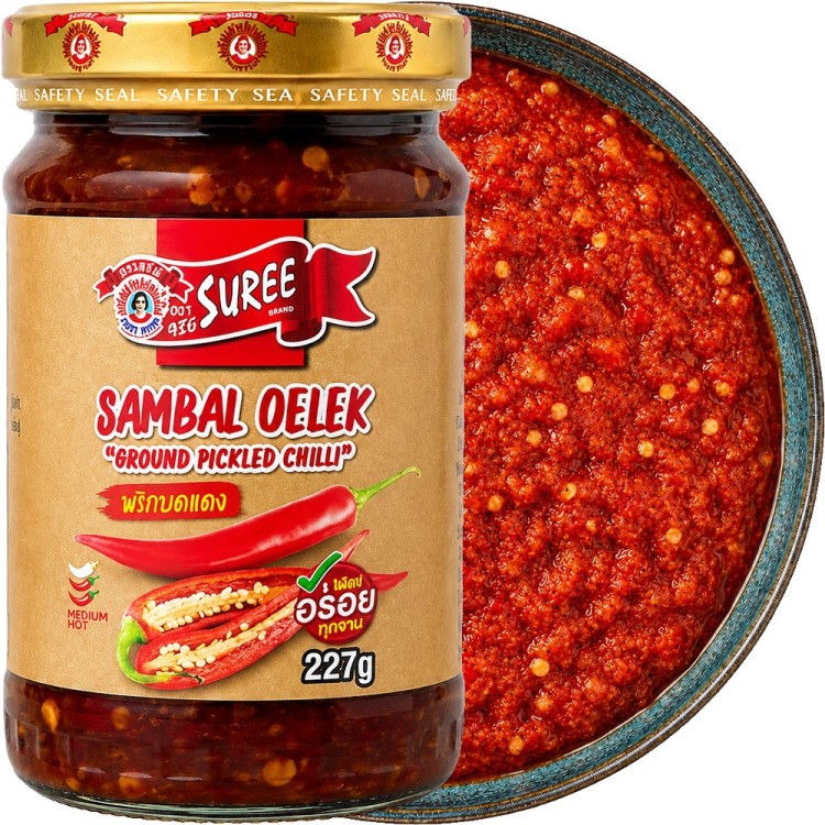 Sos Chilli Gęsta Pasta Przecier z Papryczek Sambal Oelek Hot w Słoiku 227g SUREE