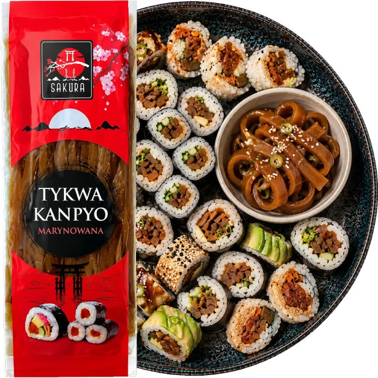 Kanpyo Marynowana Tykwa Do Sushi Karmelowy Smak w Słodkiej Zalewie 150g SAKURA