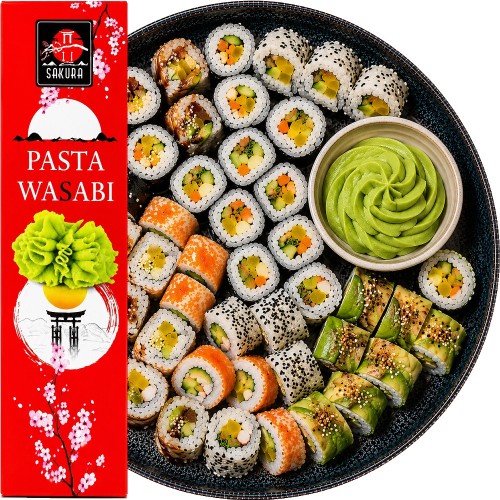 Pasta Wasabi Do Sushi Ostry Zielony Japoński Chrzan w Tubce 43g SAKURA