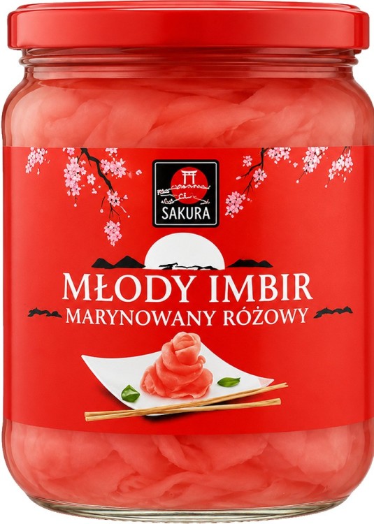 Imbir Marynowany Do Sushi RÓŻOWY Oczyszcza Kubki Smakowe 190g SAKURA