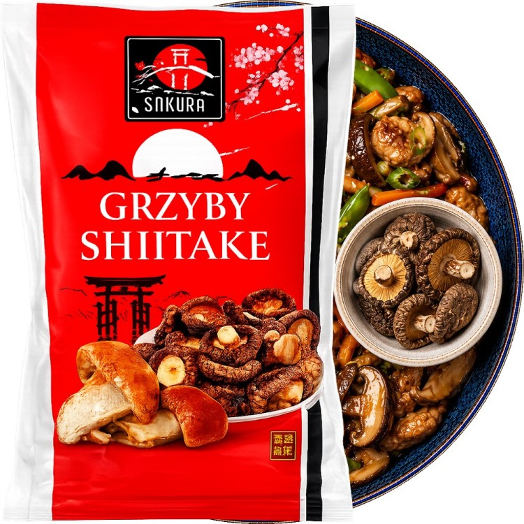 Suszone Chińskie Grzyby SHITAKE POKU Do Ramenu i Japońskich Potraw 100g SAKURA