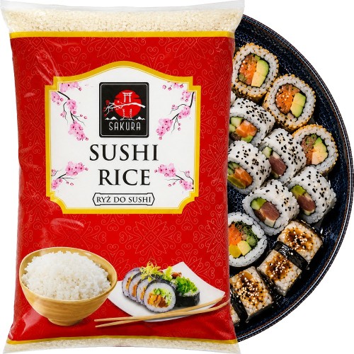 Ryż Kleisty Do Sushi Premium Okrągłoziarnisty Okrągłe Ziarno 10kg SAKURA