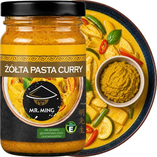 Tajska Ostra Żółta Pasta Curry Yellow Curry Paste Mały Słoik 115g MR. MING