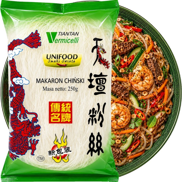 Makaron Sojowy Tian Tan Vermicelli Nitki Przeźroczysty Sprężysty 250g UNIFOOD
