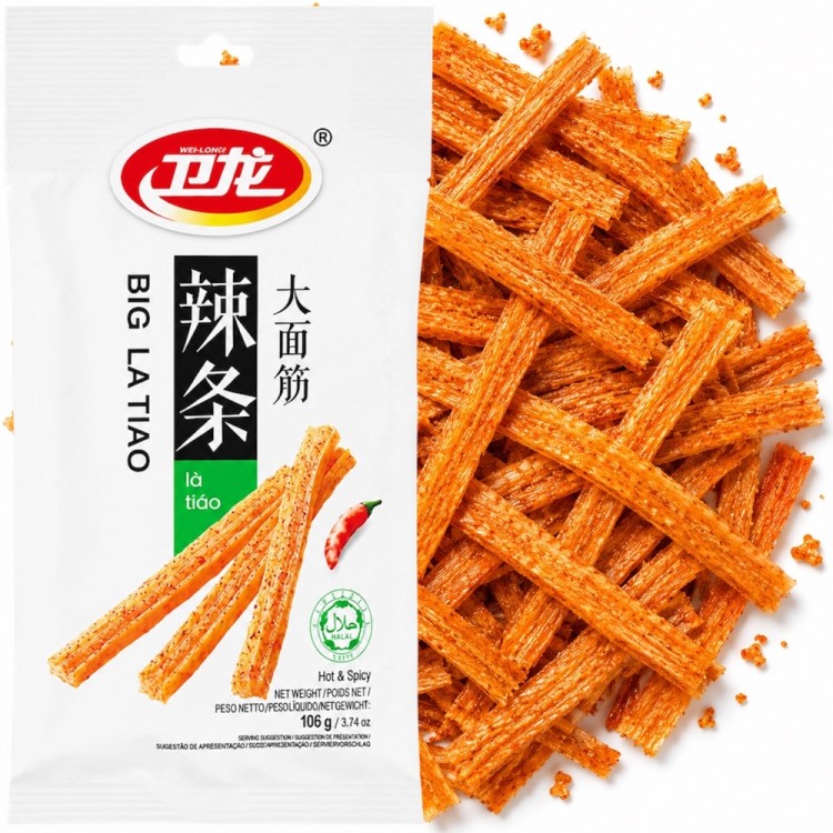 Chińska Pikantna Przekąska Big La Tiao HOT &amp; SPICY 106g WEI-LONG