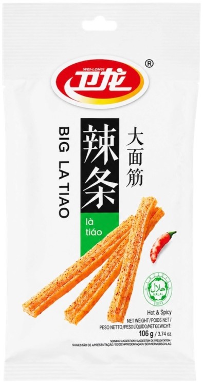 Chińska Pikantna Przekąska Big La Tiao HOT &amp; SPICY 106g WEI-LONG