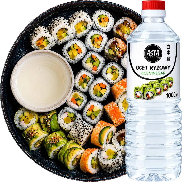 Ocet Ryżowy z Ryżu Do Zaprawy Sushi Sałatek Marynat 1 Litr 1000ml ASIA KITCHEN