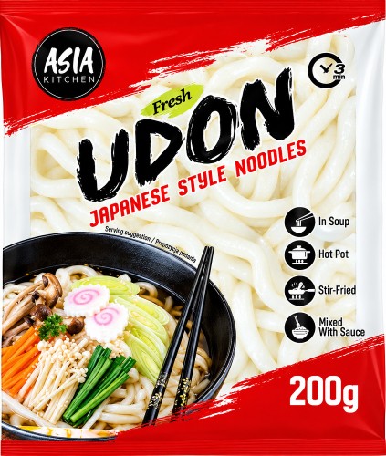 Świeży Makaron Udon Pszenny Gotowy w 3 Minuty 200g ASIA KITCHEN
