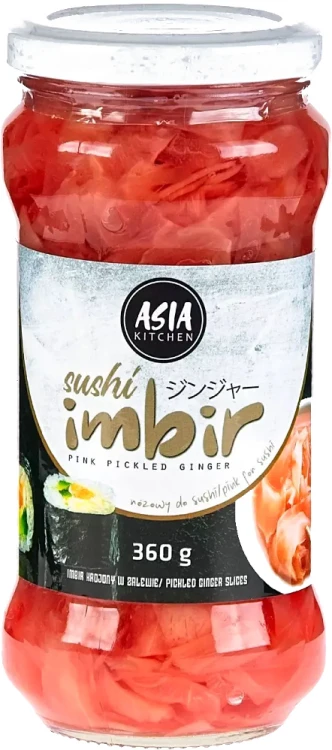 Imbir Marynowany Do Sushi Różowy Oczyszcza Kubki Smakowe 360g ASIA KITCHEN