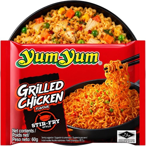 Tajski Błyskawiczny Makaron Instant Stir-Fry Grillowany Kurczak 60g YUM YUM