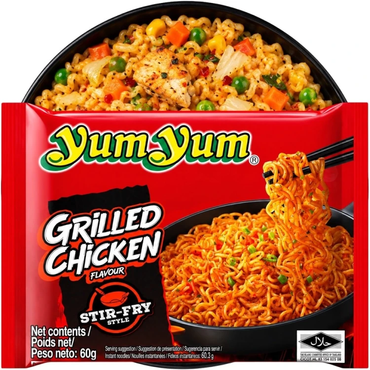 Tajski Błyskawiczny Makaron Instant Stir-Fry Grillowany Kurczak 60g YUM YUM