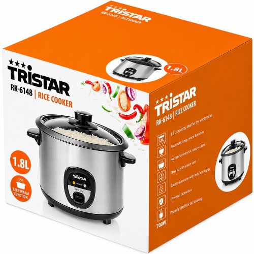 Garnek Do Gotowania Przygotowania Ryżu Elektryczny Ryżowar 1,8 Litra 1800ml RK-6148 TRISTAR