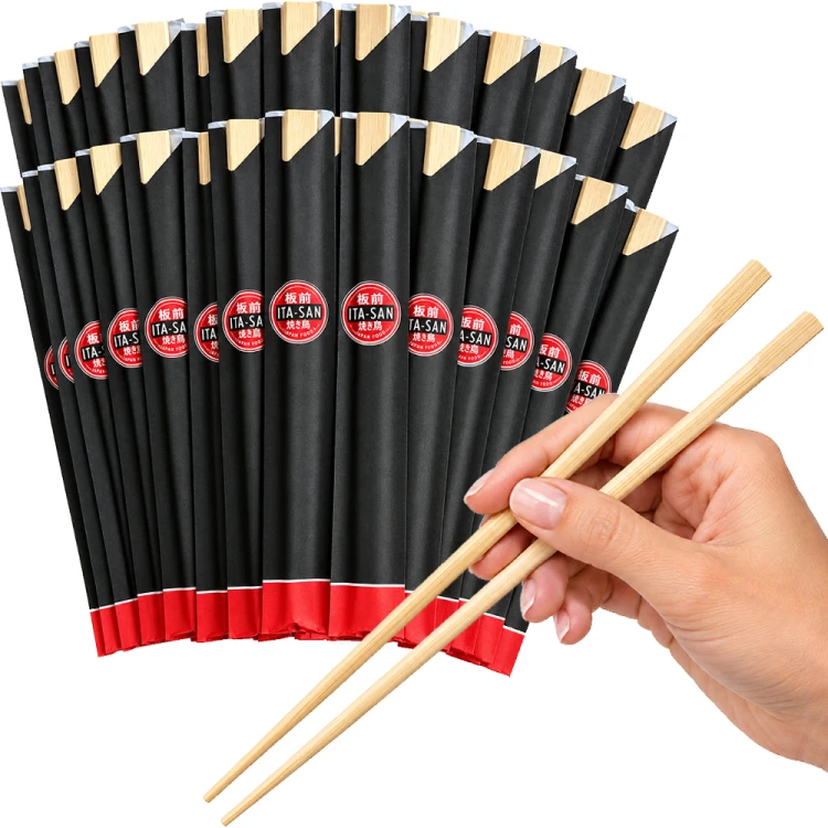 Azjatyckie Pałeczki Bambusowe Jednorazowe Do Sushi 21cm 100 Par w Kopertkach ITA-SAN