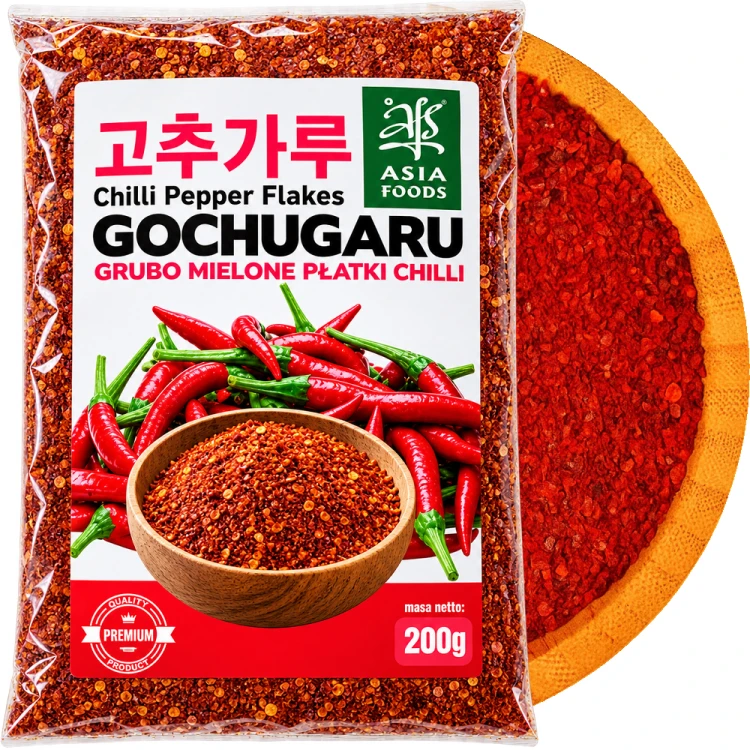 Papryka Chili Grubo Mielona PŁATKI Chilli Do KimChi Gochugaru Flakes 200g ASIA FOODS