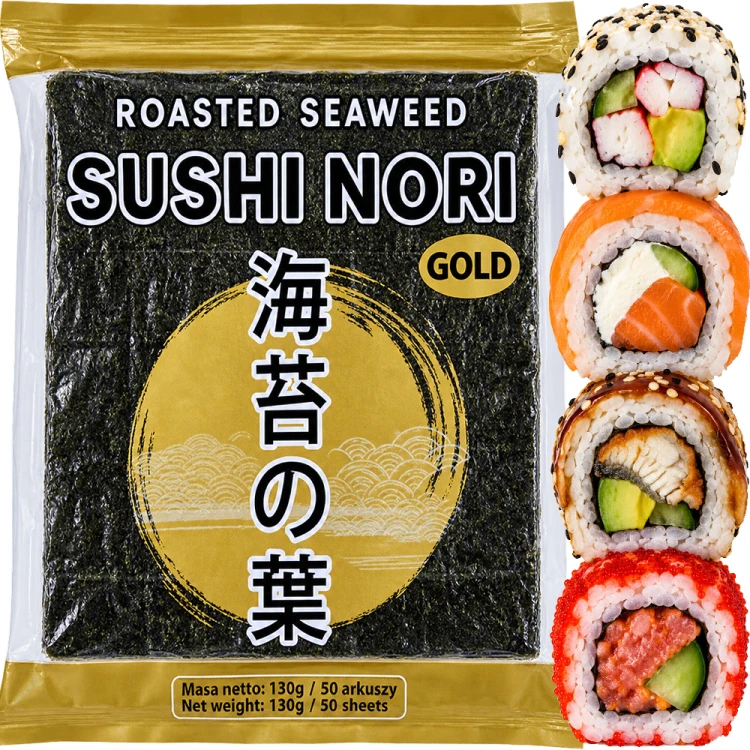 Suszone Wodorosty Glony Algi Morskie Yaki Nori Do Sushi GOLD Premium Class 50 Sztuk NOBI