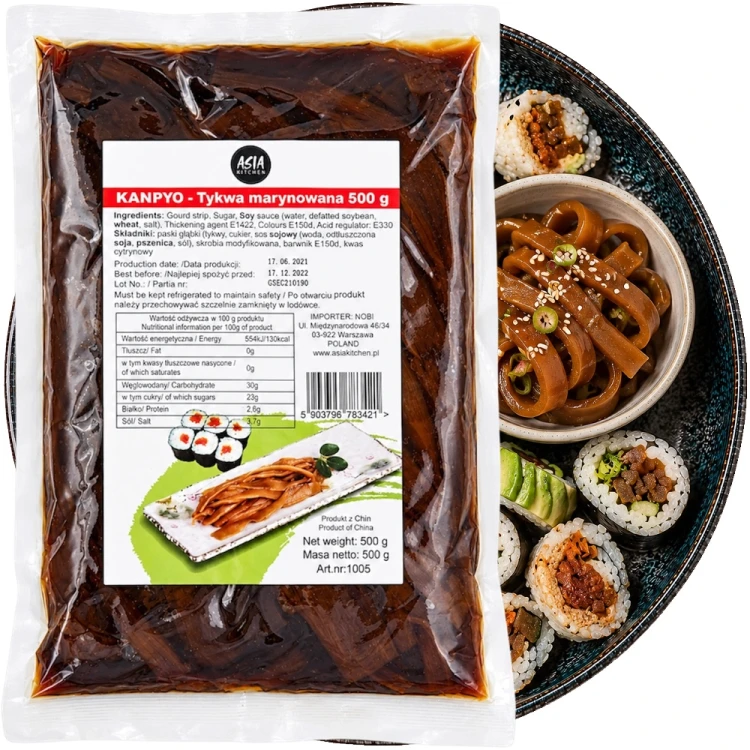 Tykwa Marynowana Kanpyo Dodatek Do Sushi w Karmelu Paski 500g ASIA KITCHEN