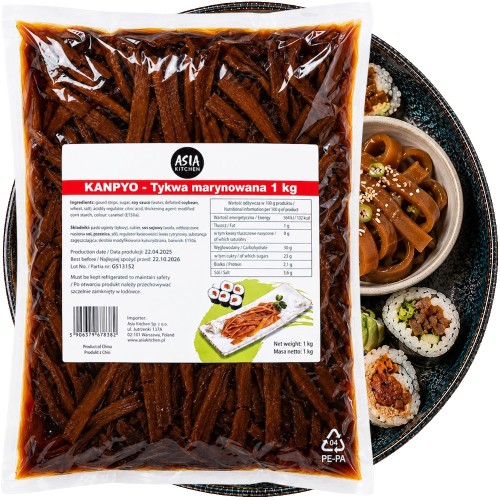 Tykwa Kanpyo Karmelowy Dodatek Do Sushi w Słodkiej Zalewie 1kg 1000g ASIA KITCHEN