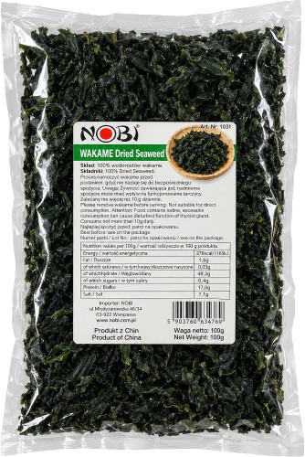 Suszone Wodorosty Glony Algi WAKAME Cięte Do Zupy MISO 100g ASIA KITCHEN