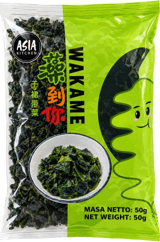 Suszone Wodorosty Glony Algi WAKAME Cięte Do Zupy MISO 50g ASIA KITCHEN