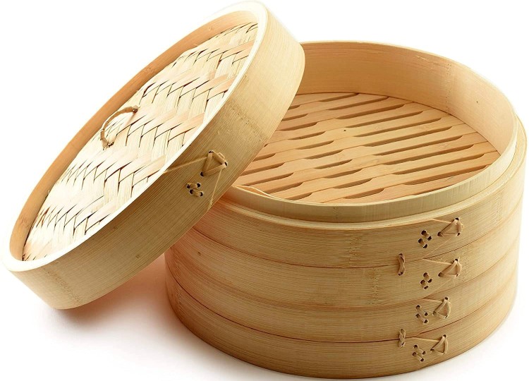 Parownik Parowar Bambusowy Okrągły Koszyk Kosz Do Parowania 2 Poziomy 20cm EMRO AZIATICA