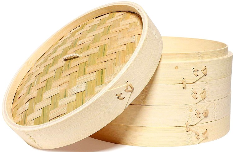 Parownik Parowar Bambusowy Koszyk 2 Poziomy 30cm HS