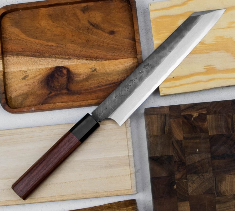 Hideo Kitaoka Shirogami Black Oktagon Nóż Kiritsuke 21cm