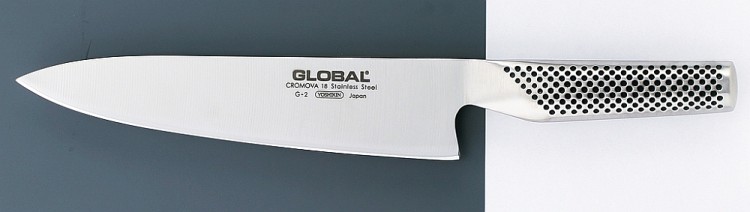 Global Japoński Zestaw Nóż Szefa Kuchni 20cm G-2 i Ostrzałka MinoSharp G-2220GB