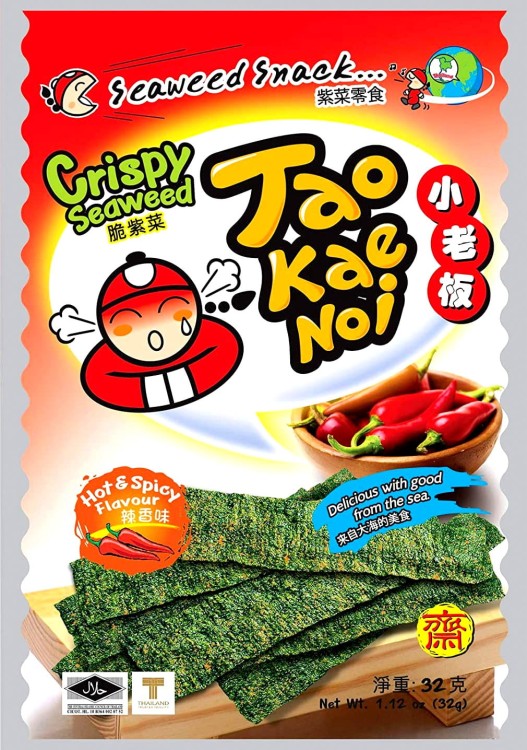 Chrupiące Glony Nori Ostre Przekąska 32g TAO KAE NOI