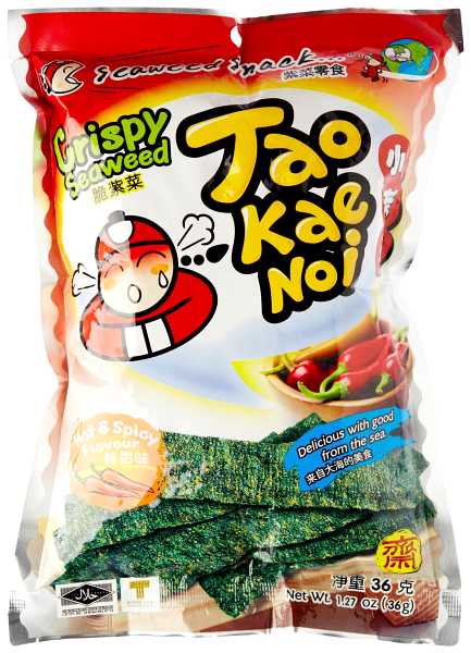 Chrupiące Glony Nori Ostre Przekąska 32g TAO KAE NOI