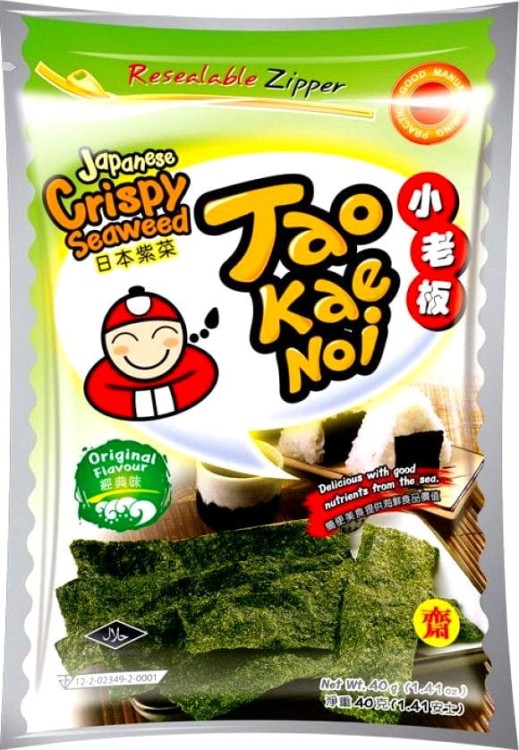 Chrupiące Snacki z Wodorostów Original 32g TAO KAE NOI