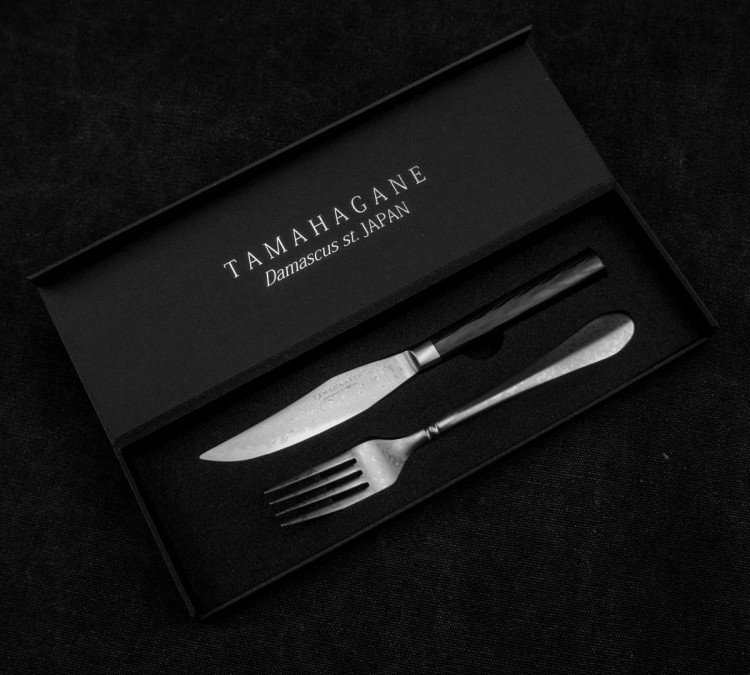 Tamahagane Micarta Zestaw Nóż + Widelec Do Steków KS004