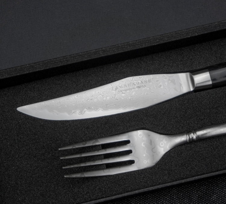 Tamahagane Micarta Zestaw Nóż + Widelec Do Steków KS004